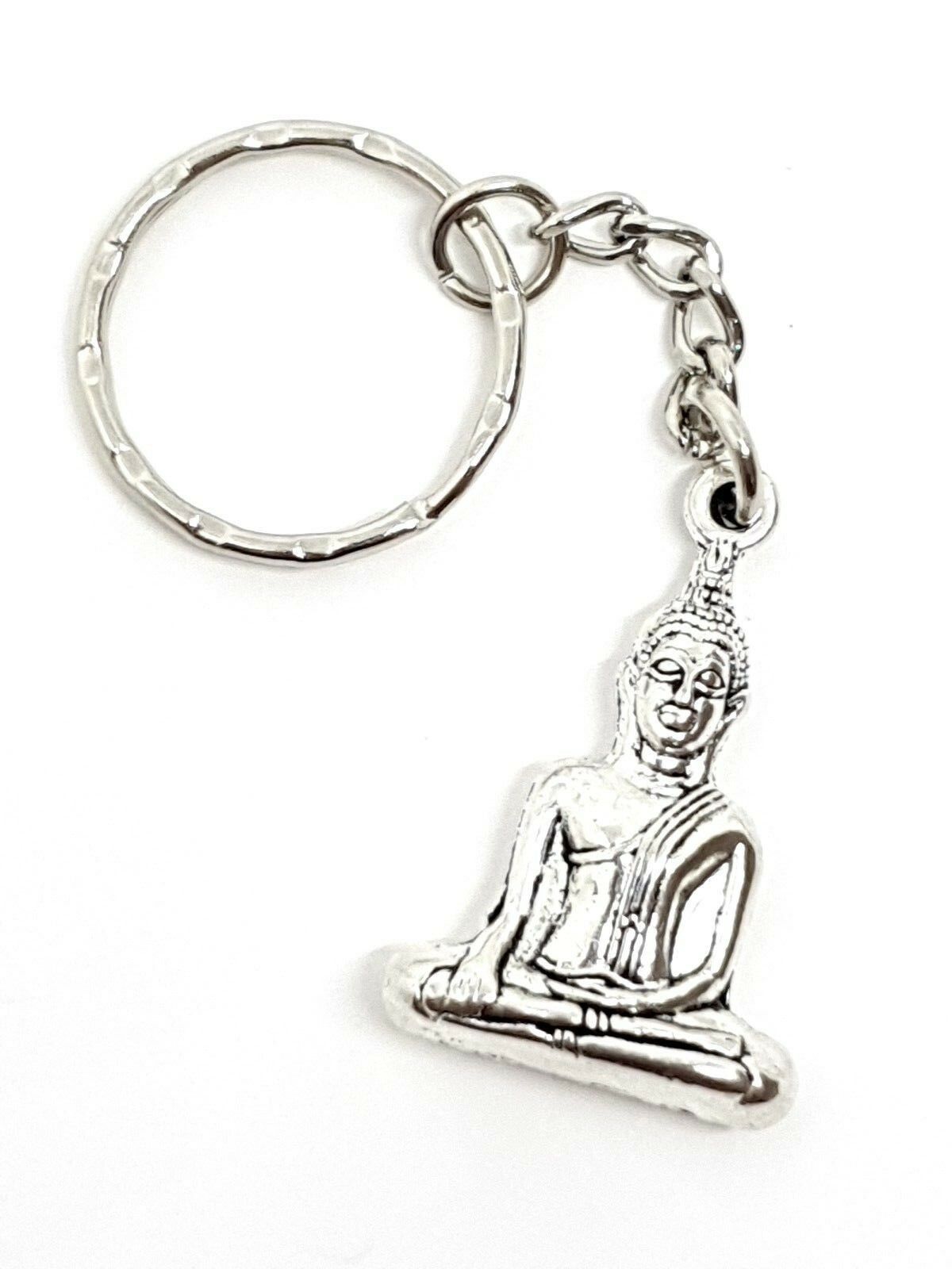 Buddha Keyring Keychain in Silver Plated Pewter Buddhism Gift Thai Asia