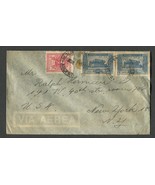 1947 Argentina Air Mail Envelope 3 canceled stamps 2 SG:AR 772 1 SG:AR 774 - $7.50