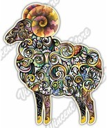 Cheerful Ram Sheep Abstract Colorful Car Bumper Vinyl Sticker Decal 4&quot;X5&quot; - $3.50