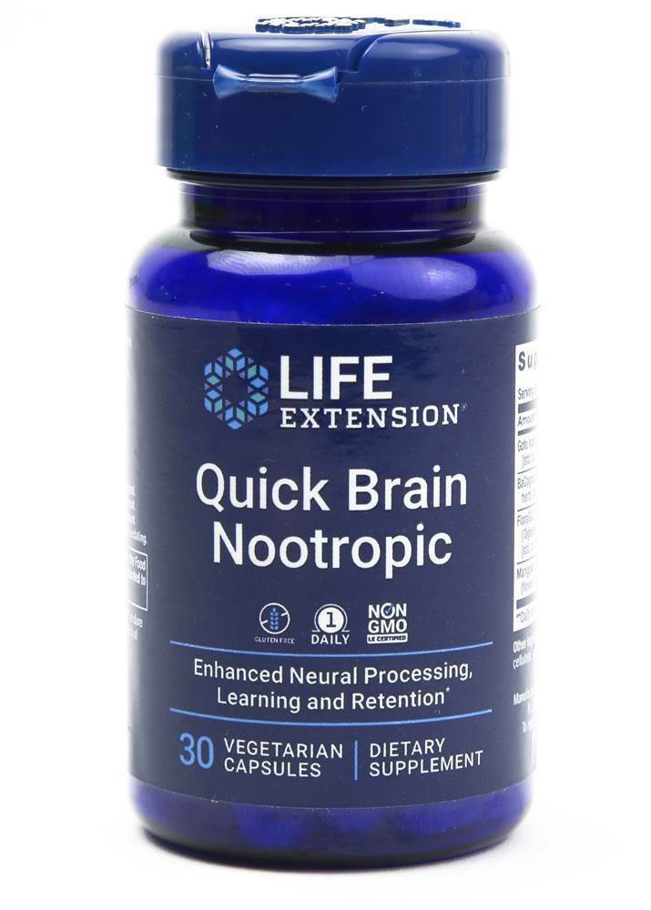 Life Extension Quick Brain Nootropic 30caps Bacopa/Gotu Kola/Marigold/FloraGlo