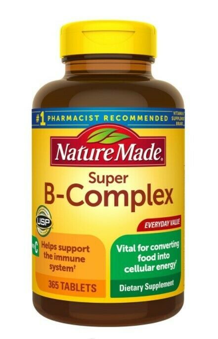 Nature Made Super B Complex w/Biotin Vitamin C 365 Tablets SEALED SAME-DAY SHIP
