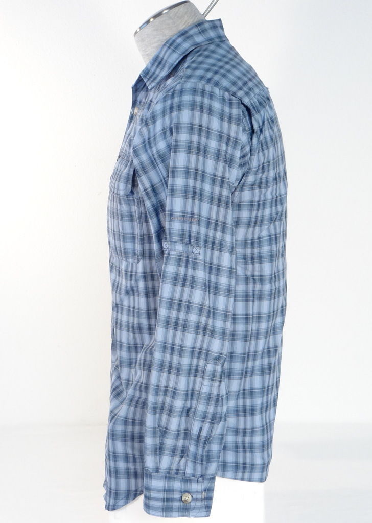 Columbia Omni Shade Omni Dry UPF 50 Button Front Blue Plaid Shirt Mens