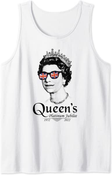 British Queen Platinum Jubilee - Elizabeth II w/ Sunglasses Tank Top