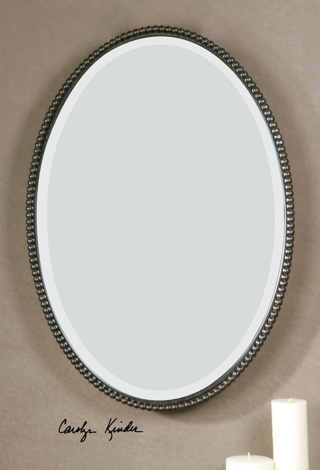 New 22 Oil Rubbed Bronze Forged Metal Beaded Oval Beveled Wall Vanity Mirror Mirrors 3277