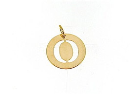 18K Yellow Gold Luster Round Medal With Letter O Made In Italy Diameter 0.5 In - $177.75