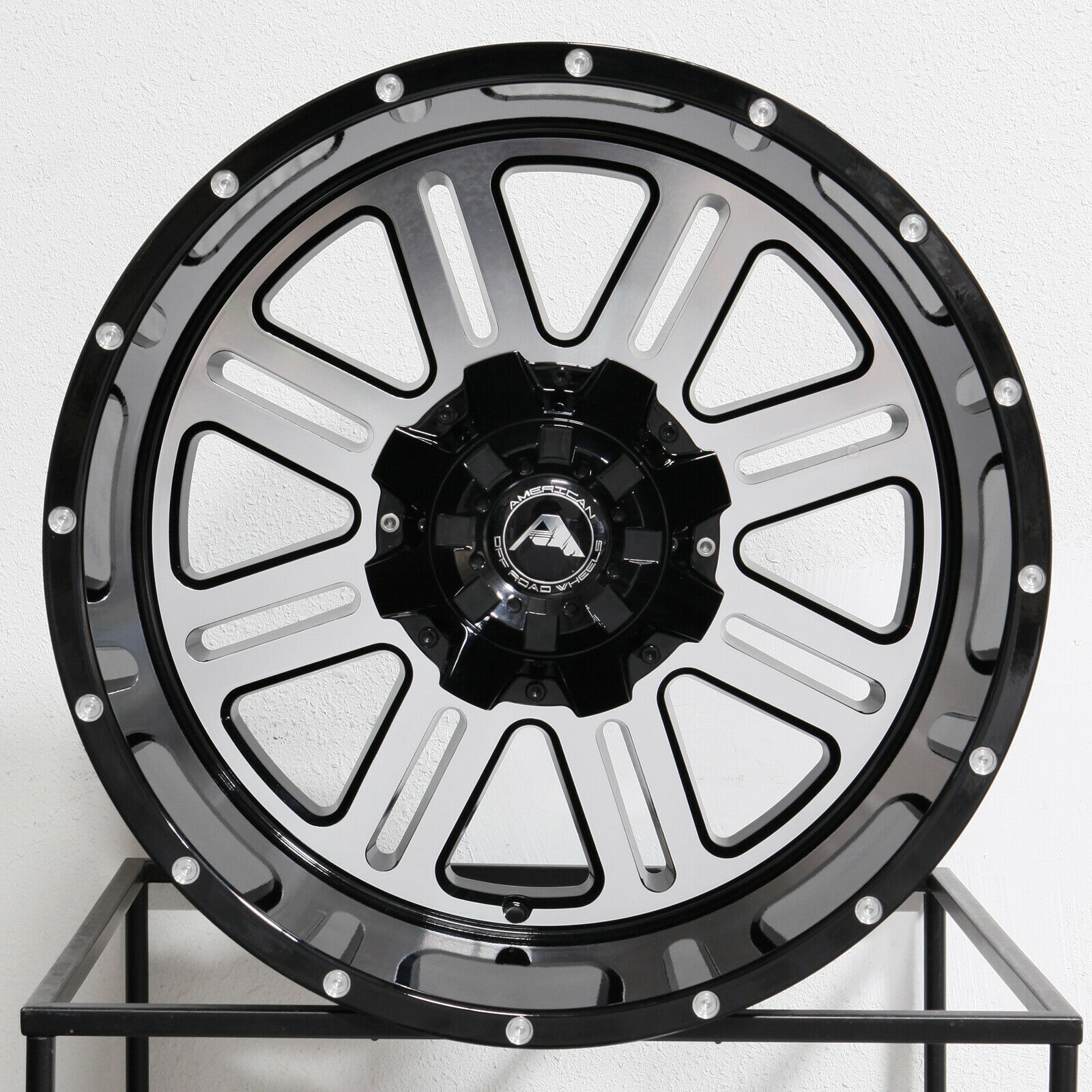 One 20x12 American OffRoad A106 6x120 44 Black Machined Wheels Rims