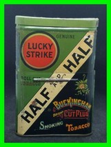 Early 1930&#39;s Lucky Strike Half &amp; Half Buckingham Cut Plug Tobacco Tin Bo... - $29.09