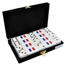 White Double Six Domino with French Flag Engraved in Velvet Case - $79.15