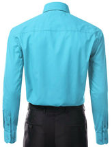Berlioni Italy Men  French Convertible Cuff Aqua Dress Shirt w/ Defect 3XL image 3