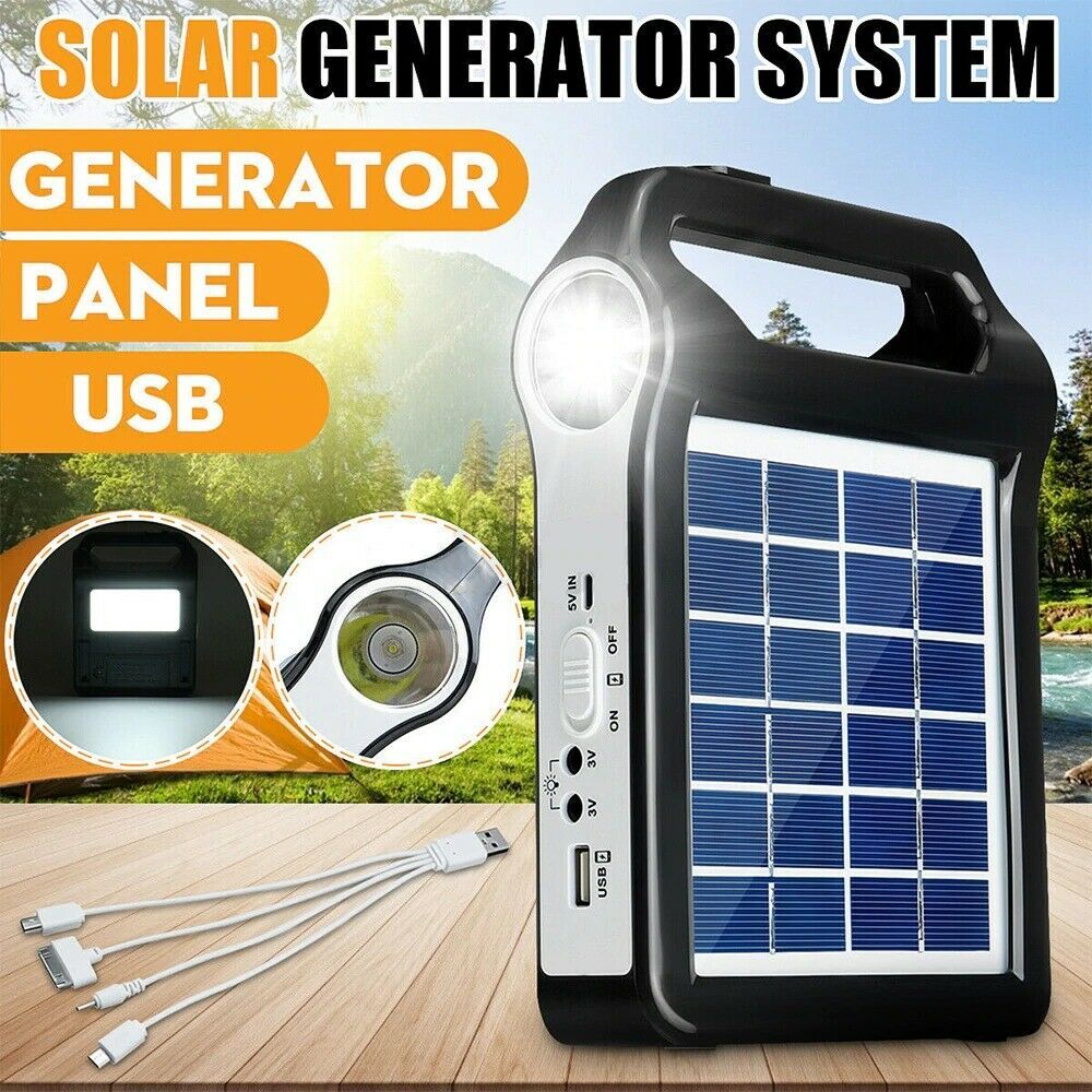 Portable 6V Rechargeable Solar Panel Power Bank Waterproof USB Phone Charger Lam