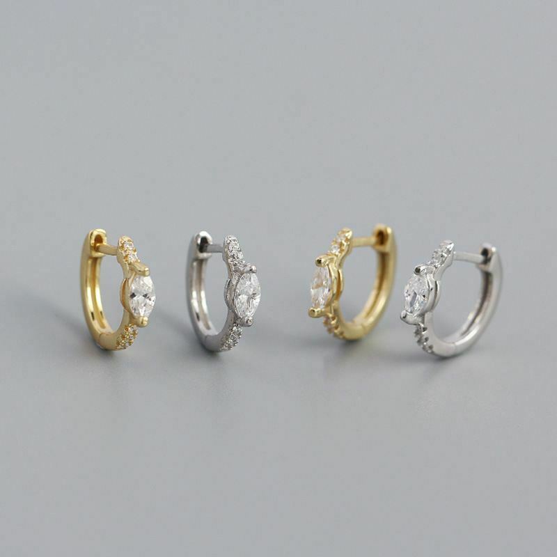 1.30 Ct Oval Cut Diamonds Small Huggie Hoop Earrings 18K White/ Yellow Gold Over