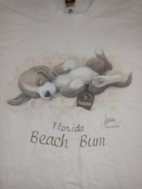 VTG 90’s Bob Harrison Dog Art Florida Beach Bum T-Shirt White Medium HAS... - $34.65