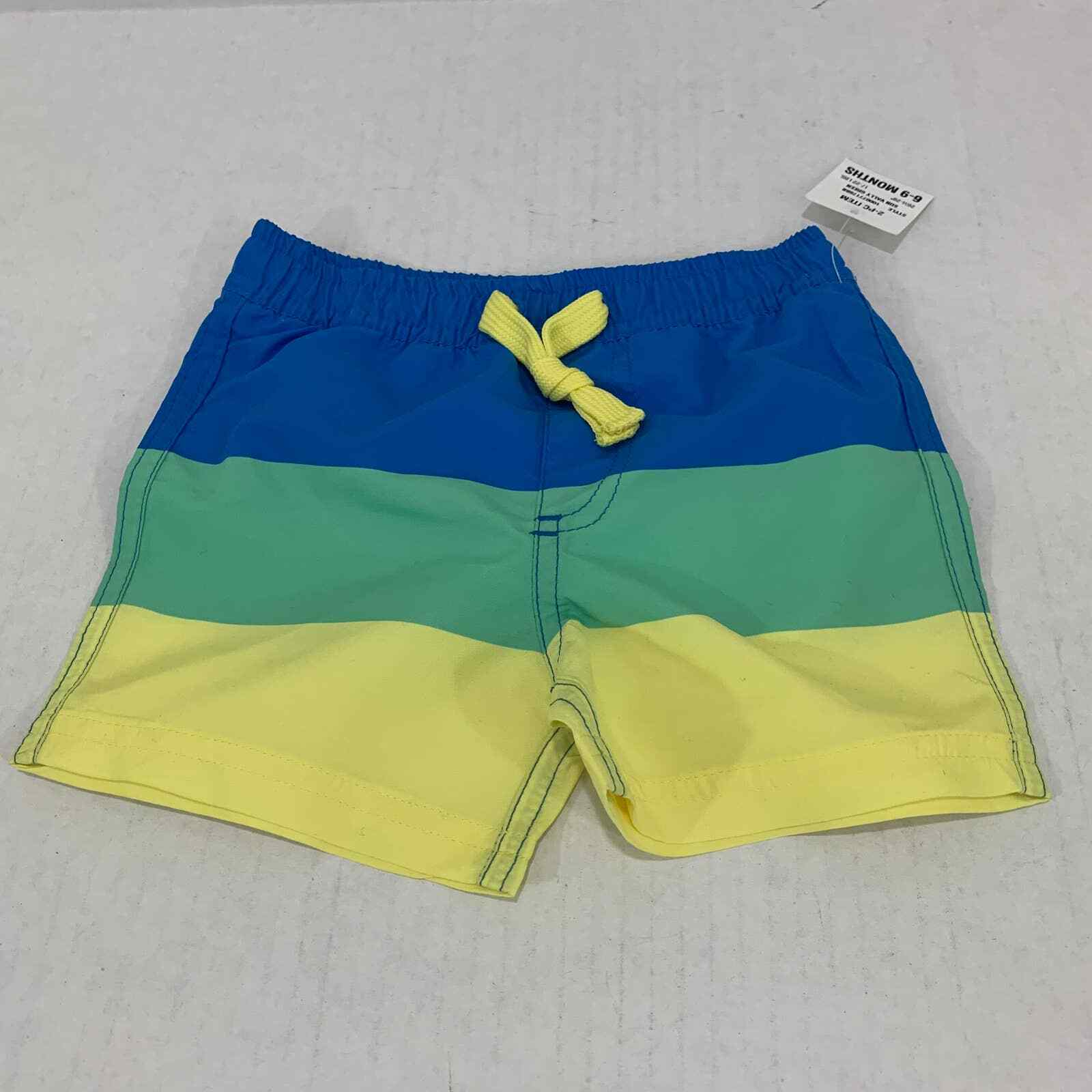 NWT Op Infant Boy Orange Blue Stripes Swim Trunks Shorts Swimwear Sz 3-6 mths 