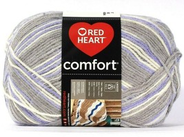 1 Count Red Heart 12 Oz Comfort Gray Lavender Print 4 Medium 100% Acrylic Yarn