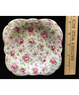 Square Plate Dessert Bread Tea Bag Pink Rose Heritage Bone China England... - $10.88