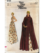 Vintage Very Easy Vogue 8725 Summer Evening Dress &amp; Long Cape Coat Uncut... - $18.00