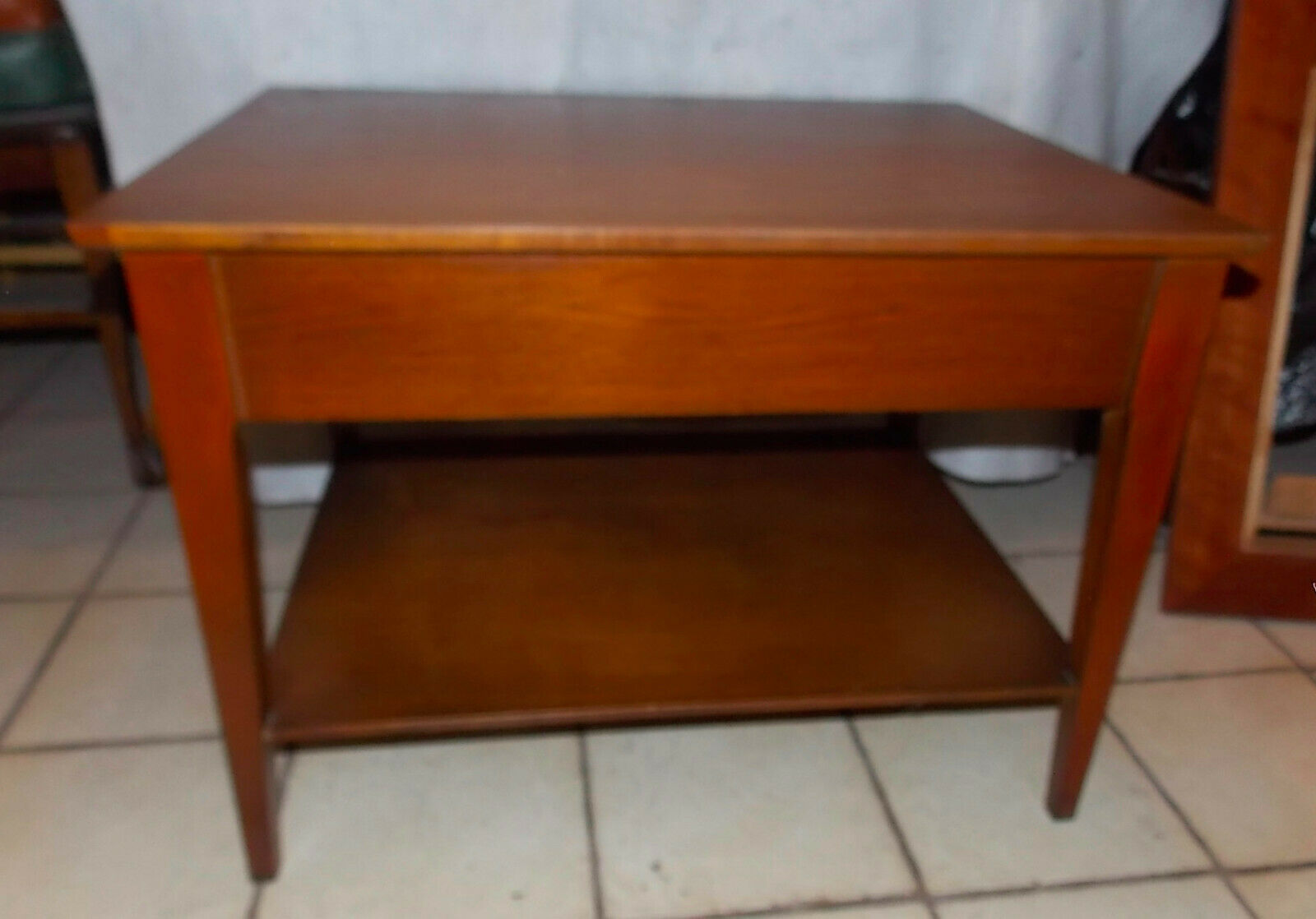 Mahogany Mid Century Formica Top End Table / Side Table Tables