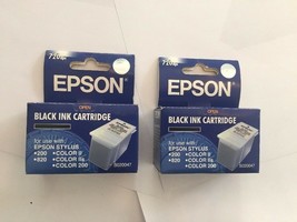 Lot 2 Epson S020047 Black Ink Cartridge Stylus Genuine New - $36.77