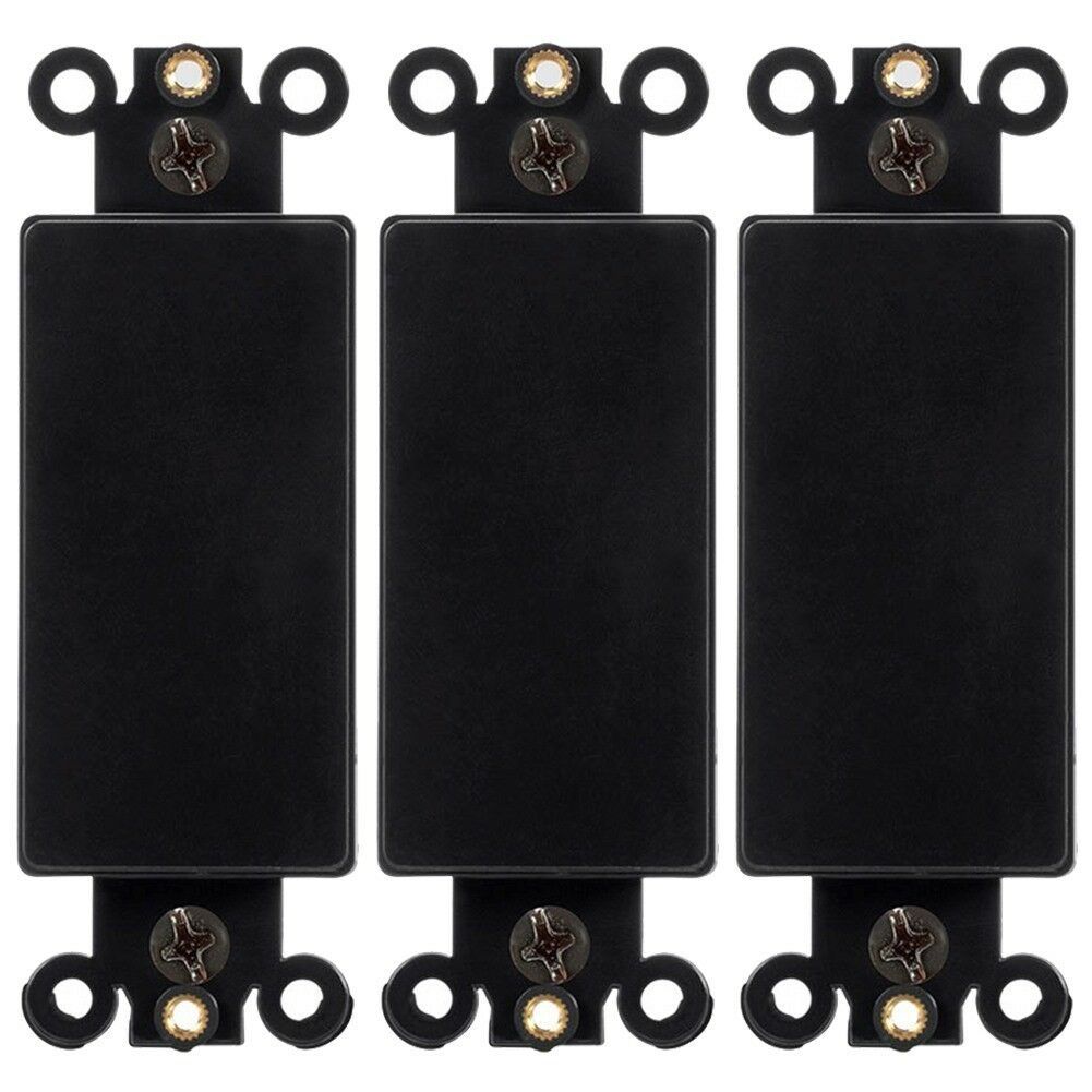 3 Pcs 1Gang Blank Decora Filler Insert Wall Plate Cover Plastic Smooth