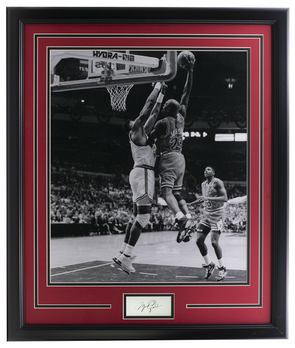 Michael Jordan Framed Dunk Over Ewing 16x20 Photo w/ Laser Engraved ...