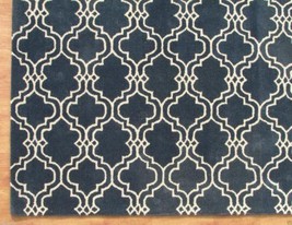 Moroccan Scroll Tile Indigo Blue Handmade Persian Style Woolen Area Rug ... - $349.00