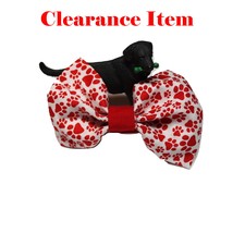Red Paw Bows for dog collars, Paw print dog bow ties, Puppy bowtie - $4.00