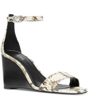 Nib Michael Kors Fiona Embossed Leather Wedge Sandals - Natural Snake Size 7.5M - $64.34