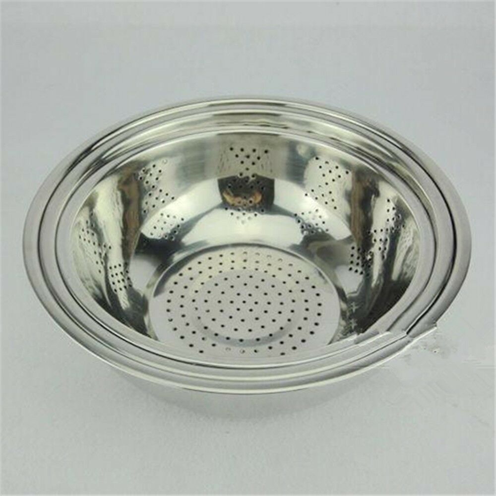 Gift sieve three-piece stainless steel rice sieve Wash vegetables basin ...