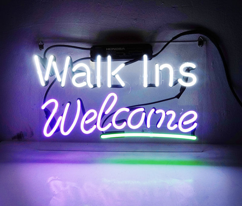 New Walk Ins Welcome Open Acrylic Back Neon Light Sign 14