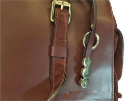 A. Bellucci Women Leather Suede Burgundy Bag Purse Shoulder Handbag Italy image 2