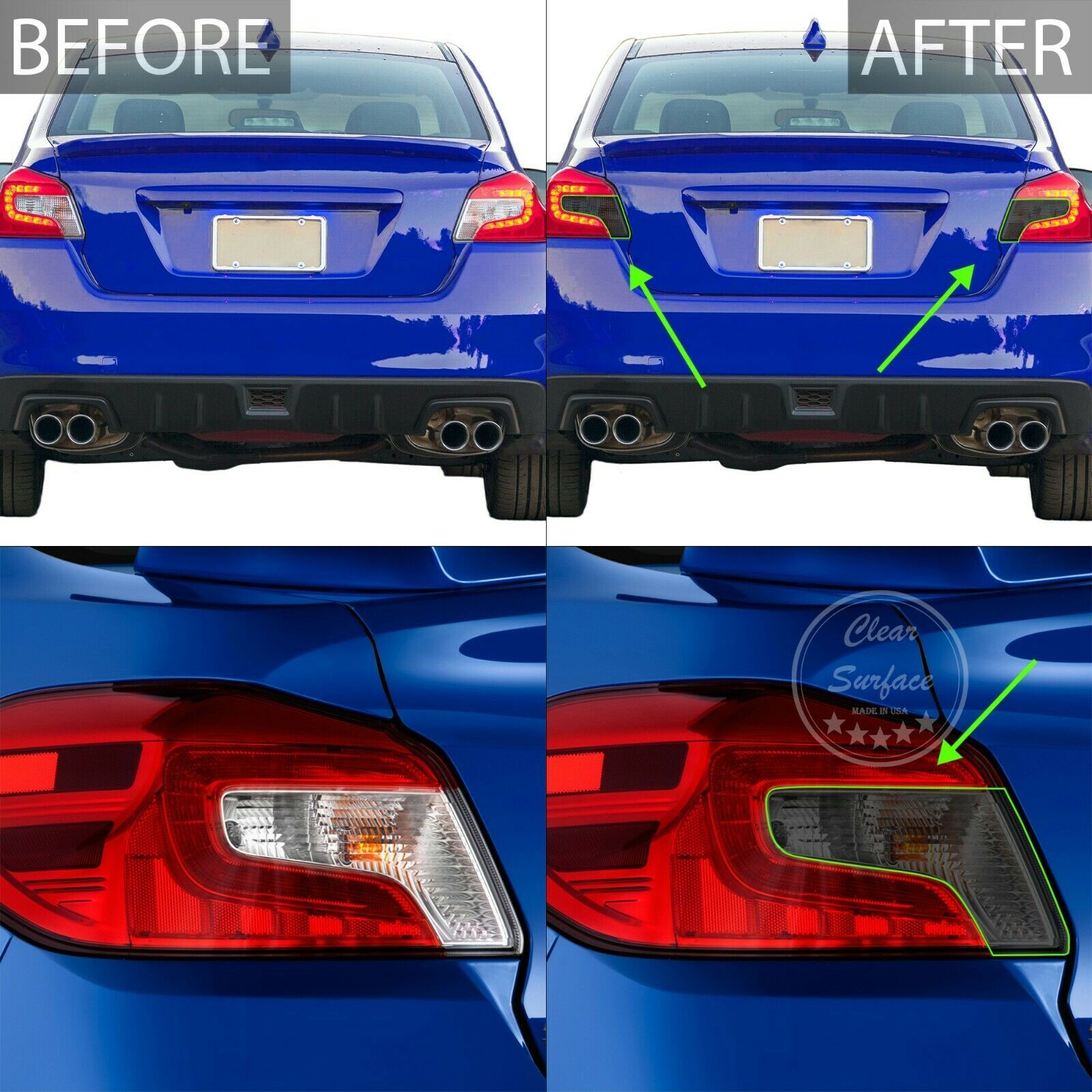 Fits Subaru WRX/STI 1520 Tail Light Smoke Precut Tint Kit Film Cover