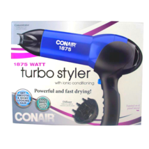 CONAIR-Blue 1875 Watt Turbo Styler w/Ionic Conditioning #146WM (New See-... - $25.00