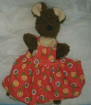 14 "vintage brown baby girl kangaroo hand puppet stuffed animal old - $23.01
