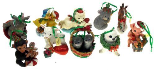 Primary image for The Danbury Mint Animal Christmas Ornaments Lot 10 Rhino Lamb Koala Bear Polar