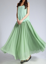 CHIFFON MAXI Skirt Sage-Green Long Silk Chiffon Bridesmaid Maxi Skirt Plus image 4