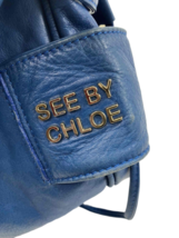 See by Chloe Blue Leather Drawstring Shoulder Bag Purse Handbag image 5