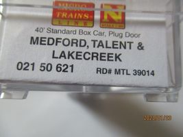 Micro-Trains # 02150621 Medford, Talent & LakeCreek 40' Standard Box Car. (N) image 6