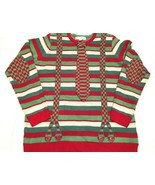 Jolly Sweaters Acrylic Christmas Green Red White Pullover Ugly Tie Sweater XL - $26.72