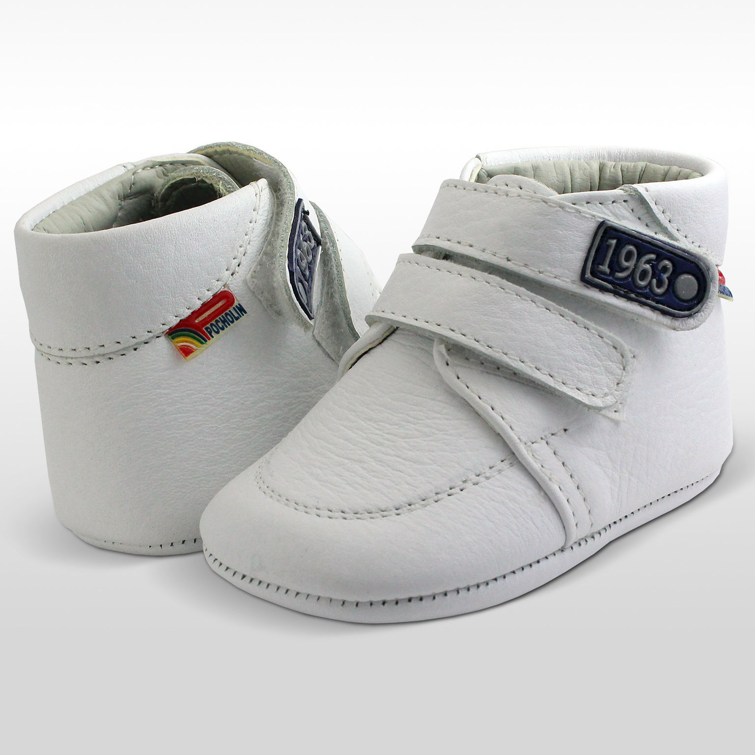 Pocholin® Soft Sole Genuine Leather Infant Shoes White Baby Shoes