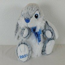 MTY International 14" Plush White Gray Blue 2021 Bunny Rabbit Easter Soft Bow - $14.52