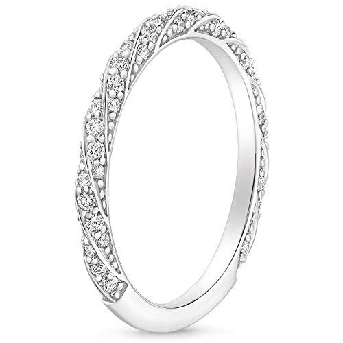 14K White Gold Plated Diamond 925 Sterling Silver Wedding Band Ring For Her