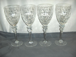 4 Vintage Tall Rogaska Water Goblets Gallia Cut Crystal Signed Retired NICE - $143.55