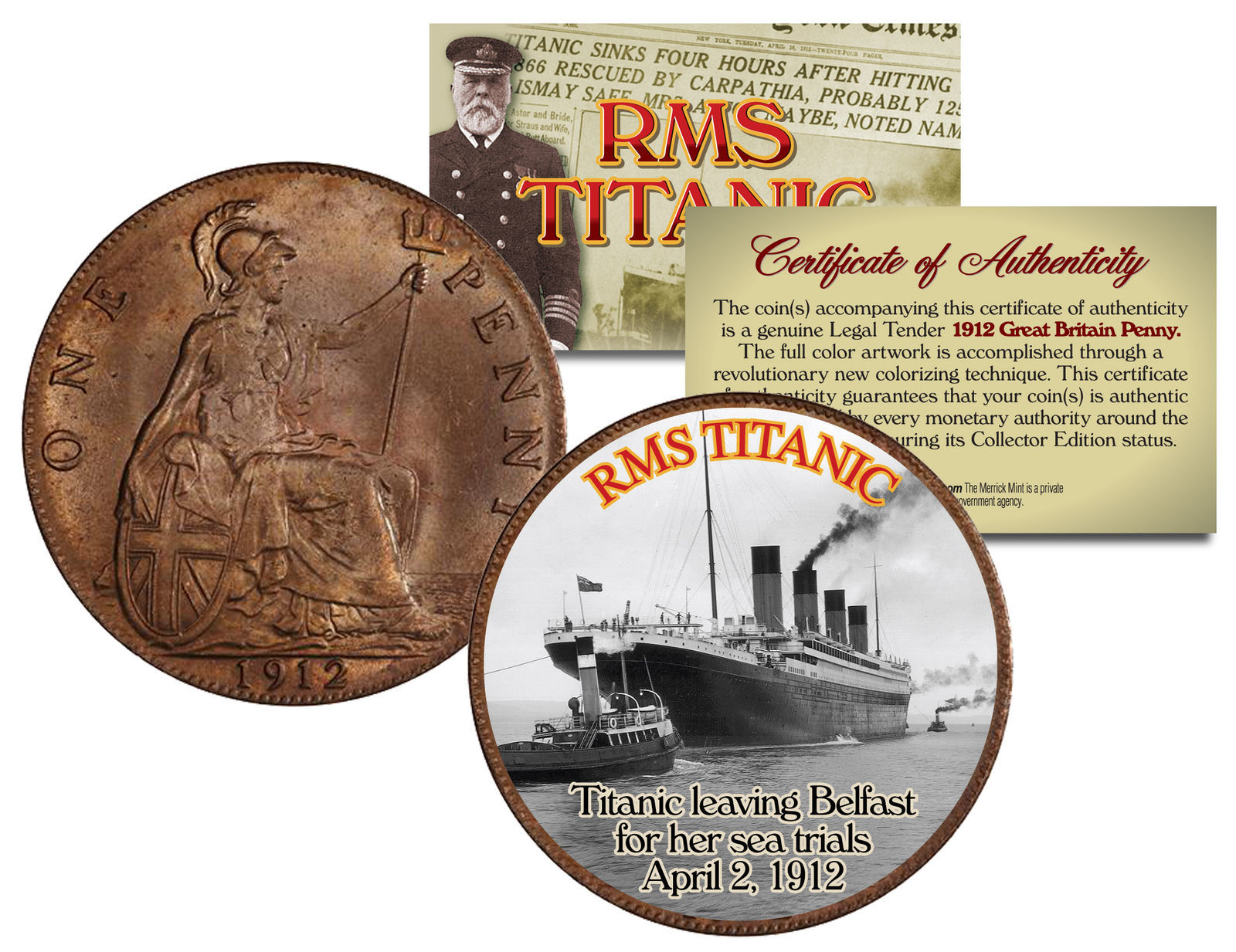 RMS TITANIC Sea Trials Colorized 1900 s Gold Clad Great Britain 