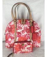 New COACH Pink Floral Dome Satchel 31341 &amp; East West Universal Wristlet ... - $181.99