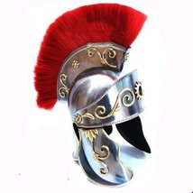 Queen Brass Medieval Greek Corinthian Helmet Red Plum Roman:Knight Gallic Trojan