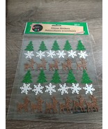 2 Christmas Trees Snowflakes Reindeer Dimensional Glitter Foam Stickers ... - $11.83