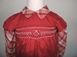 Vintage Princess Anne Hand Smocked Dress Girls 6 Maroon School BTS Outfi... - $20.80