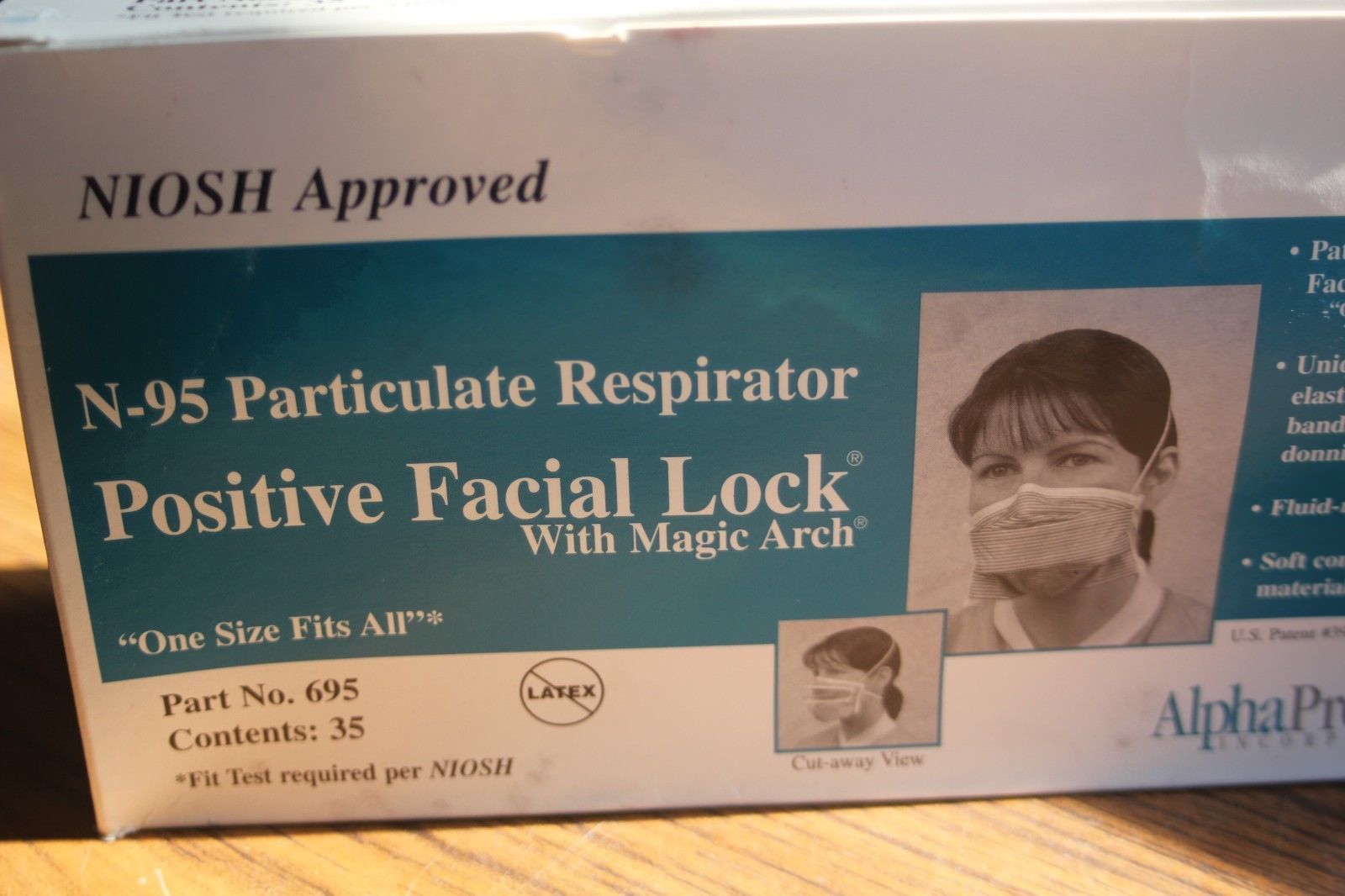 Alpha ProTech N95 Particulate Respirator Positive Facial Lock Mask box