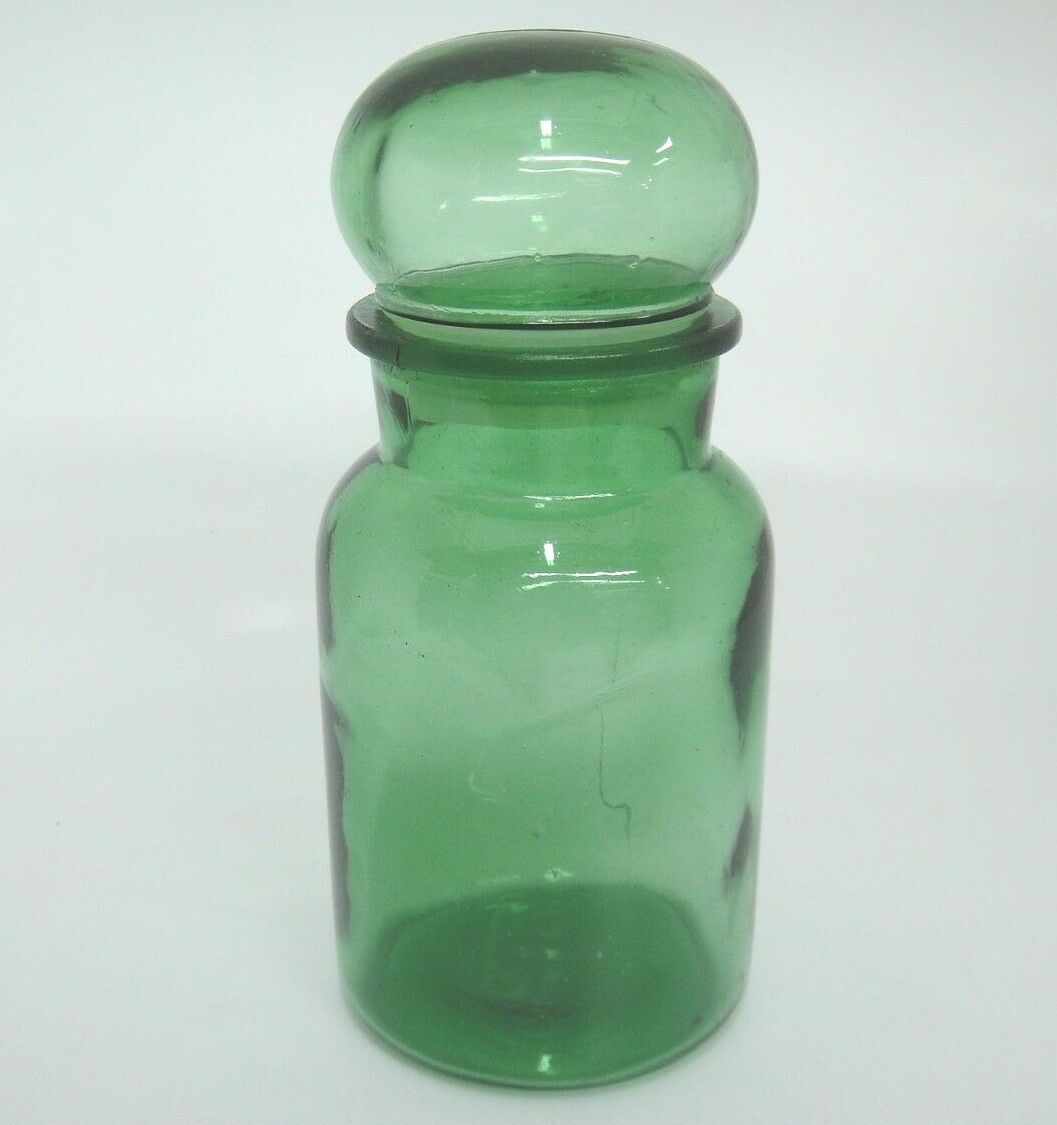 Vintage Green Glass Jar with Rounded Lid and Plastic Gasket 9" Jars