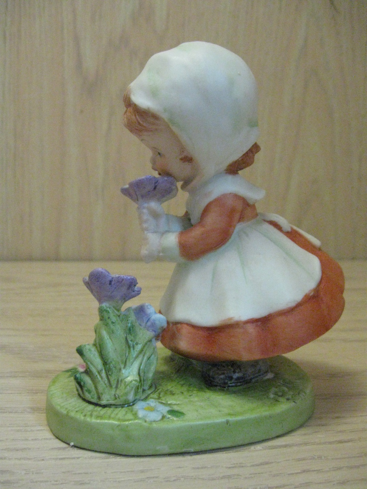 Vintage Figurine Statue Ceramic Little Blonde Girl Smelling Pink ...